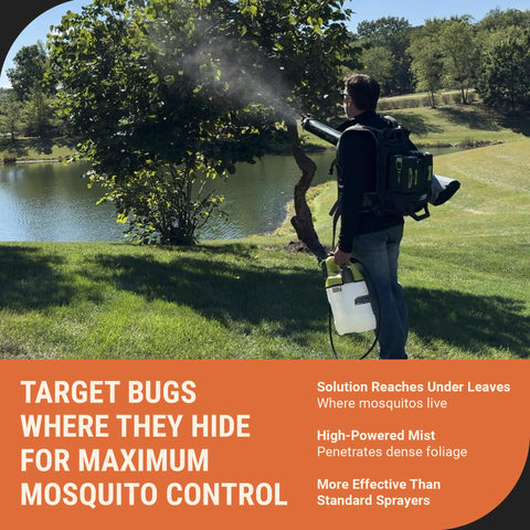 Mosquito Sniper System up to 30-foot spray reach reaches beneath leaves.