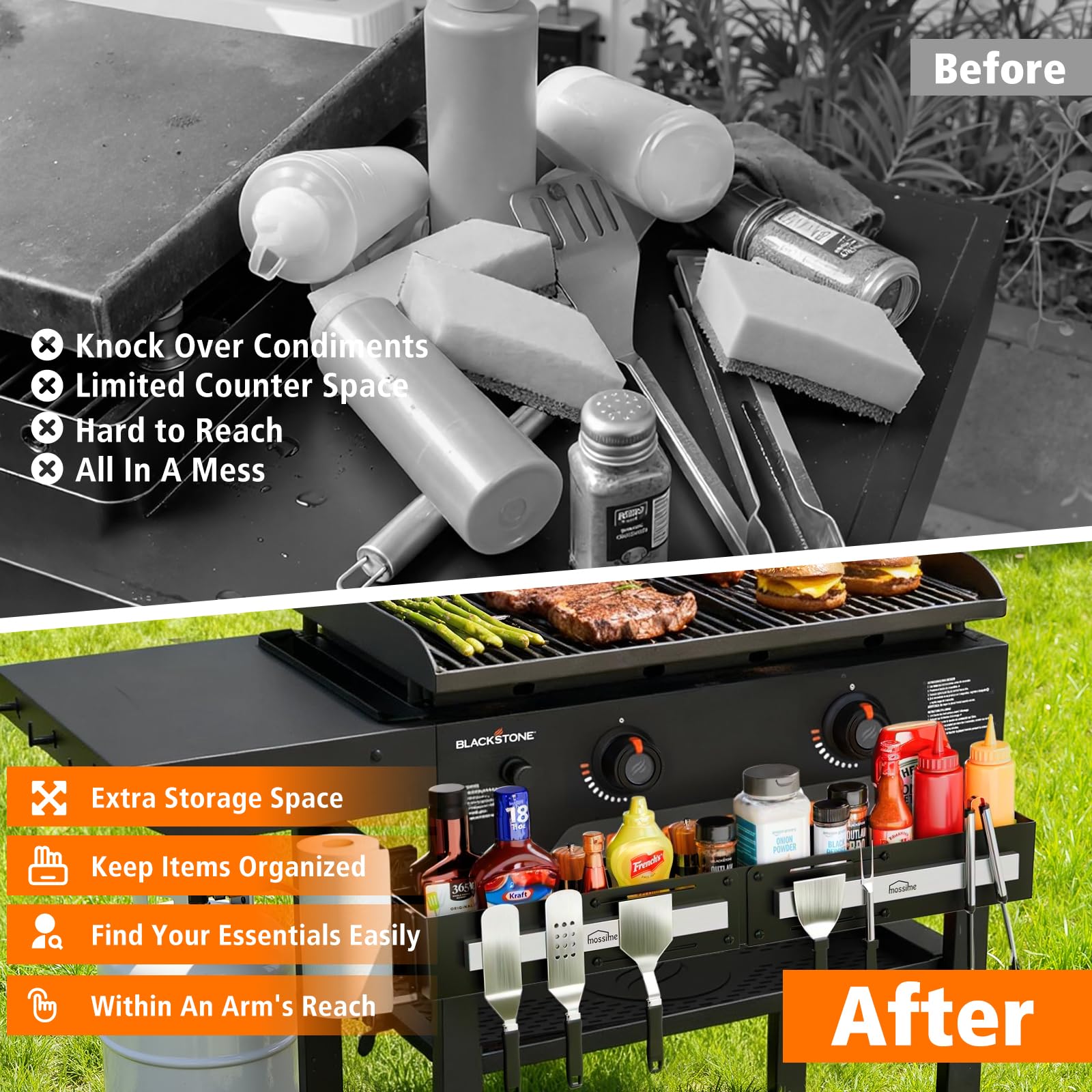 Mossime large-capacity caddy stores spices and tools for quick access.