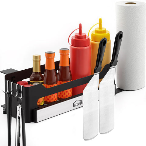 Mossime Griddle Caddy magnetic stripe keeps tools securely in reach while grilling