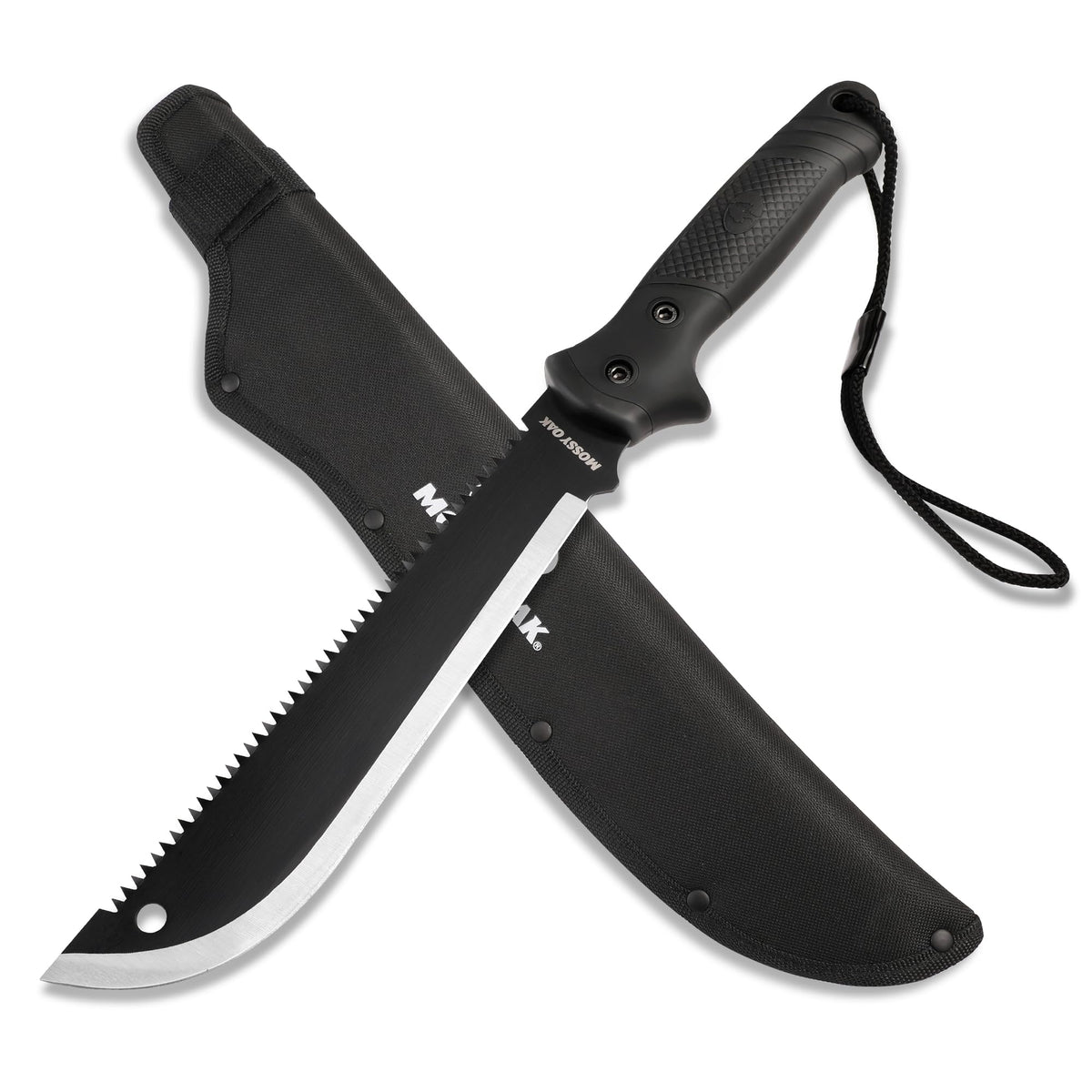 Mossy Oak machete 19-inch offers reliable brush clearing during camping trips.