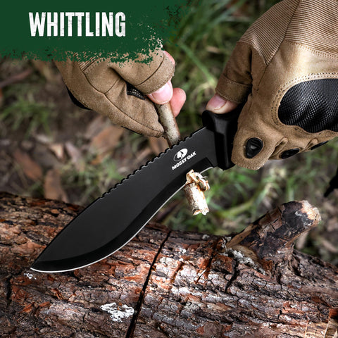 Mossy Oak machete in camping and hunting scenarios for versatile use