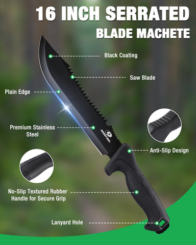 Mossy Oak full-tang construction for durable, stable cutting during heavy use.