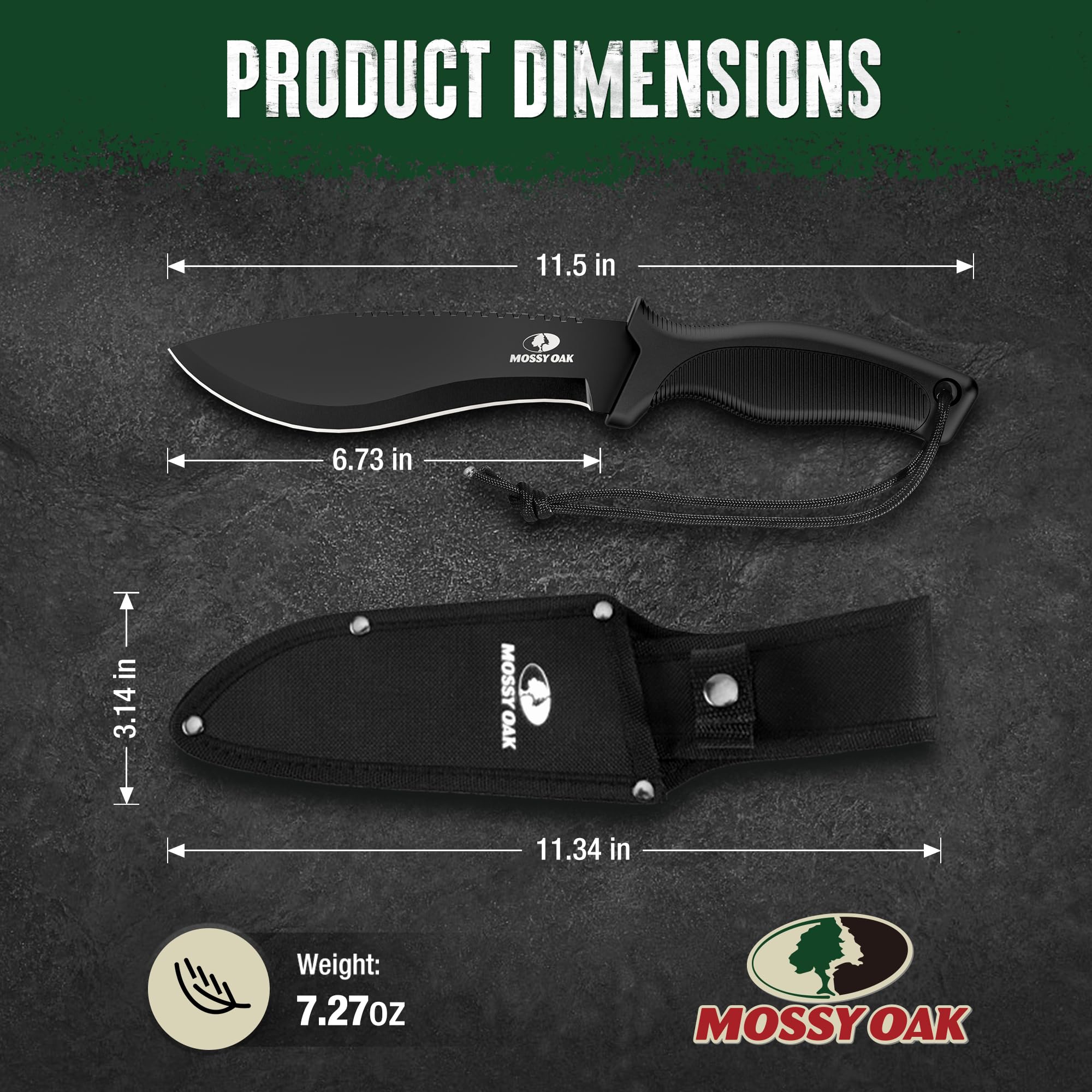 Mossy Oak machete in its sheath ready for safe carry on trails