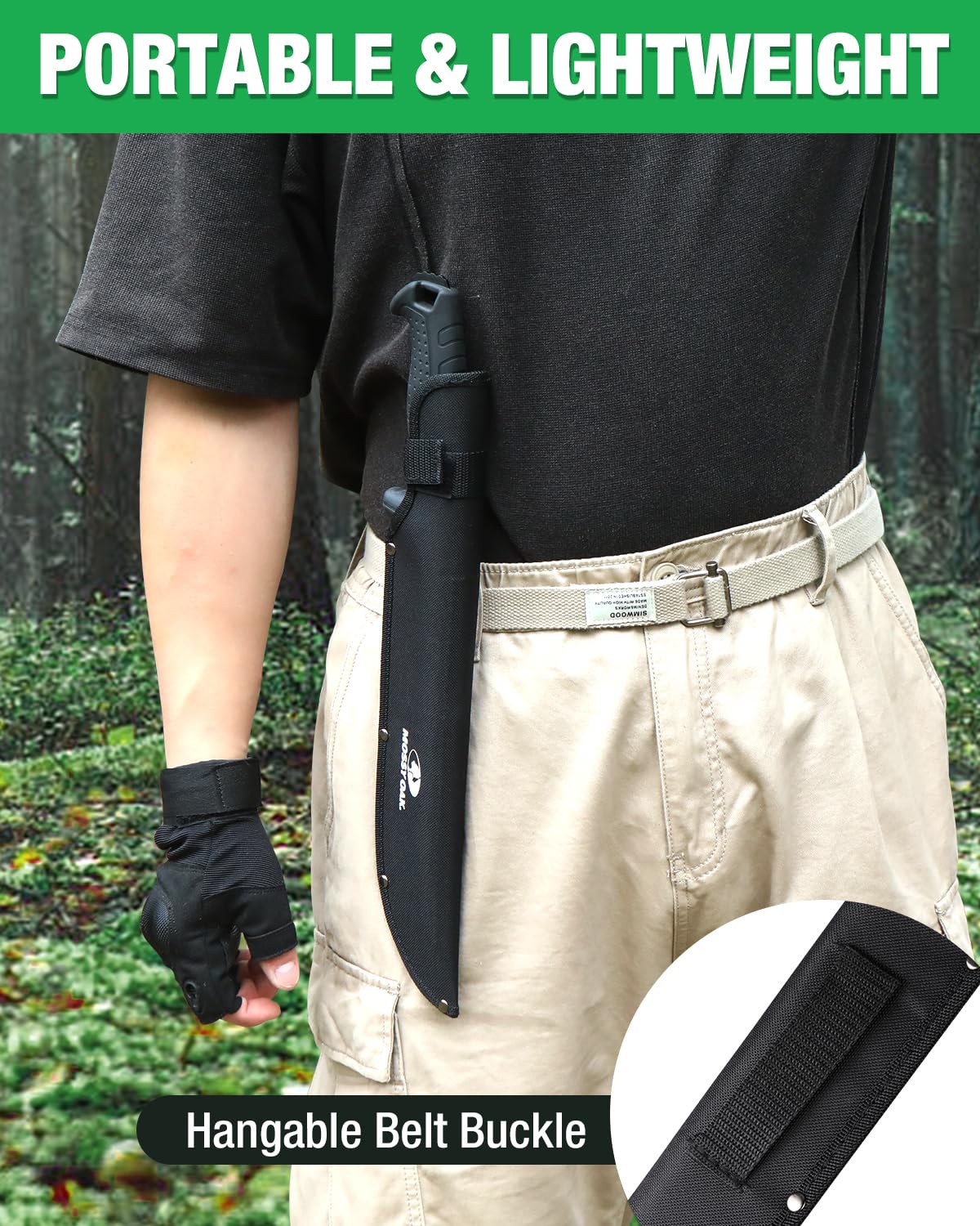 Mossy Oak machete in use for brush clearing and yard work.