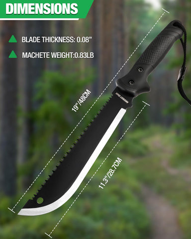 Mossy Oak machete sheath demonstrates safe carry and quick access.