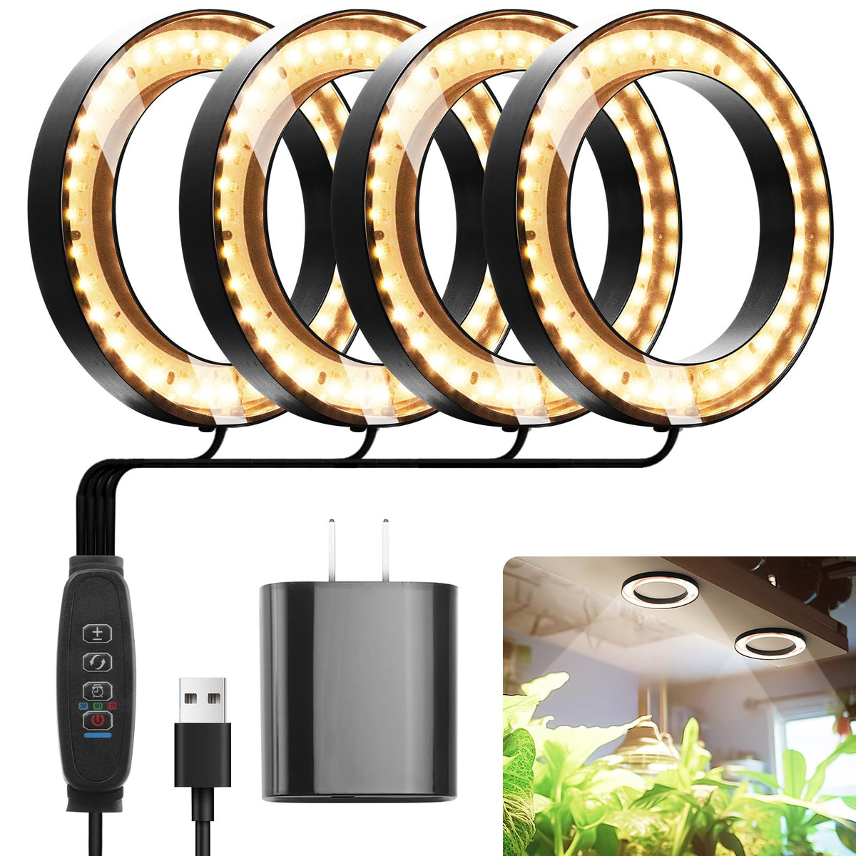 Mosthink ceiling grow light front view shows full spectrum for indoor plants