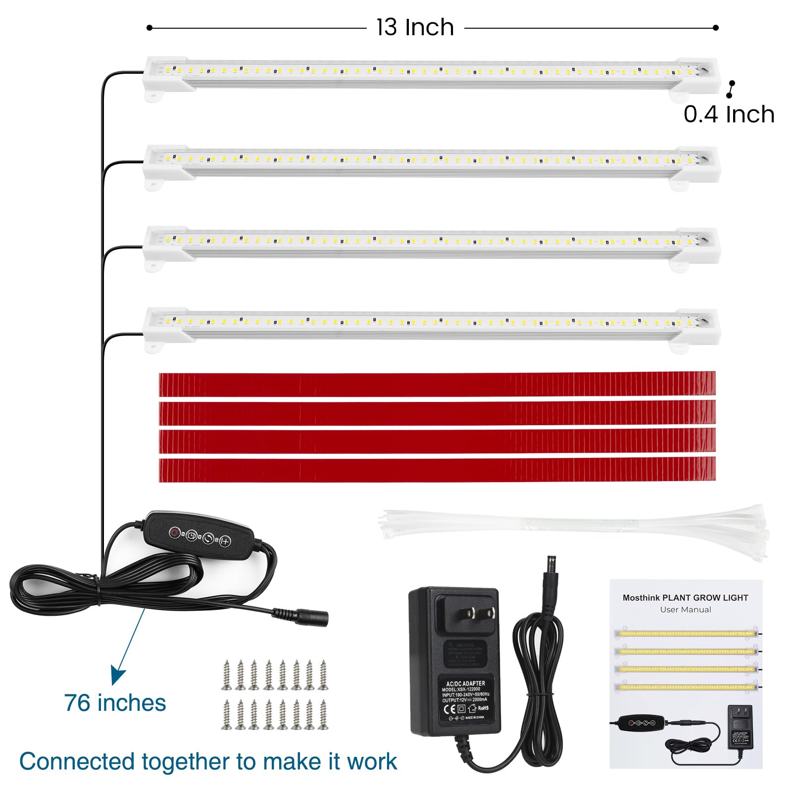 Mosthink Grow Light Strip indoor-shelves setup supports home or office gardening.