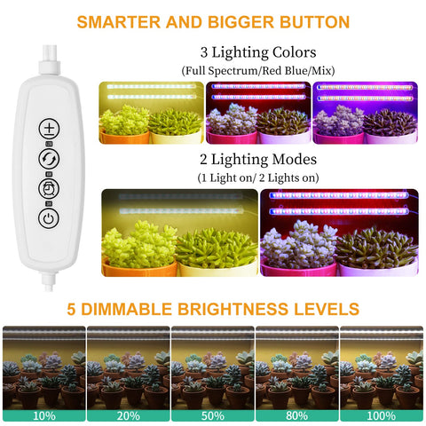 Mosthink two-pack grow lights ideal for multi-plant setups.