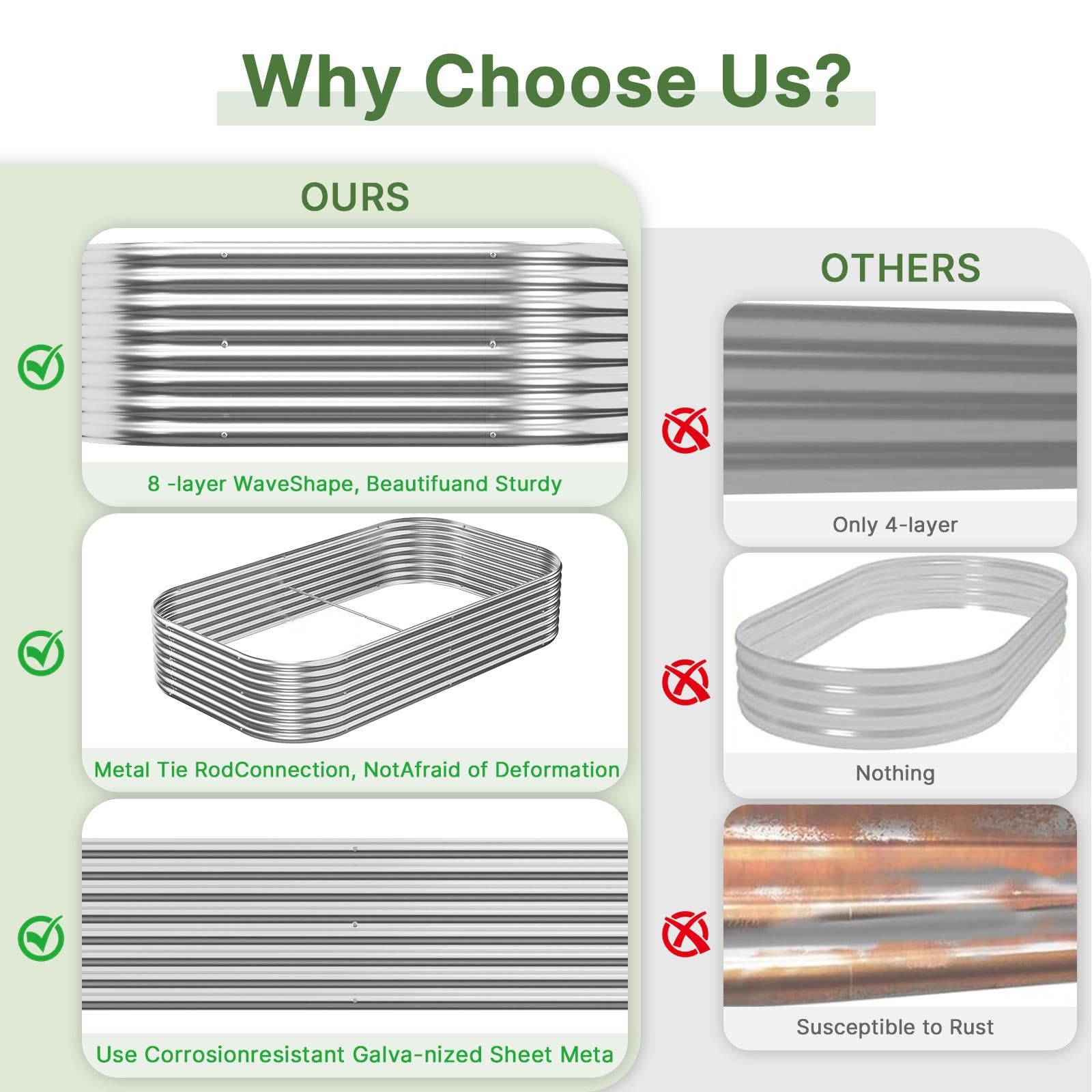 Mostmahes galvanized steel garden bed resists weather for long-lasting outdoor use.