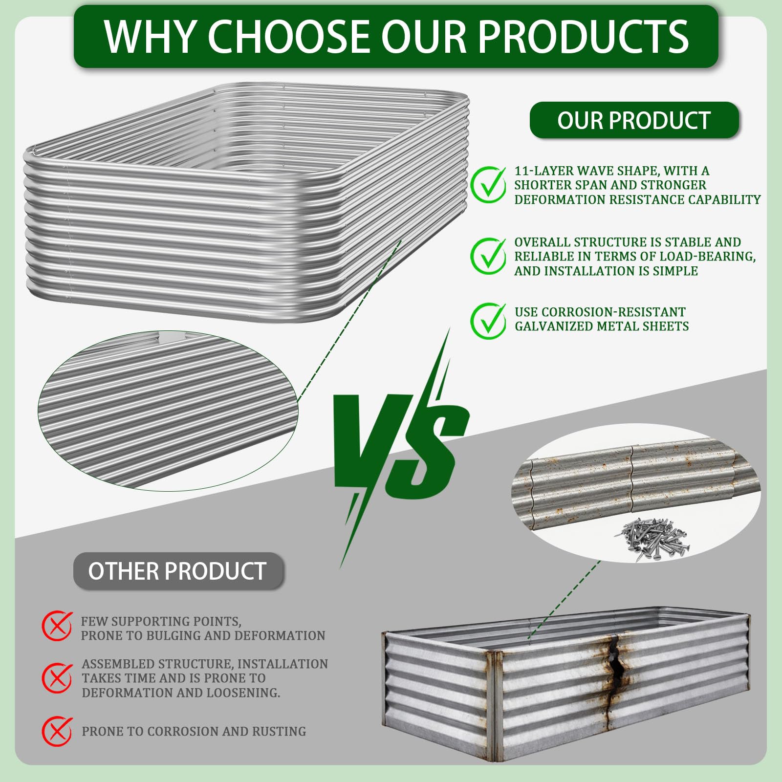Mostmahes open-bottom design bed enhances drainage and root growth.