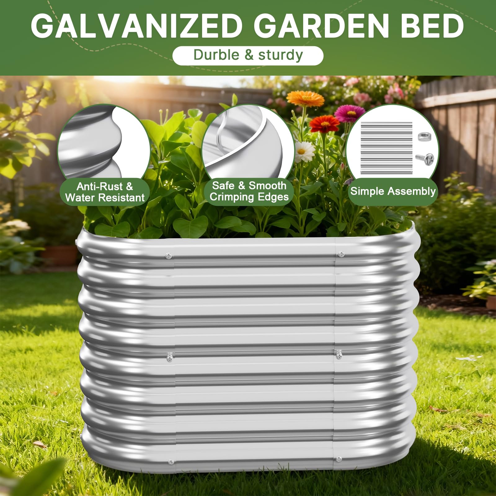 Mostmahes raised bed decorative design enhances outdoor space aesthetics.