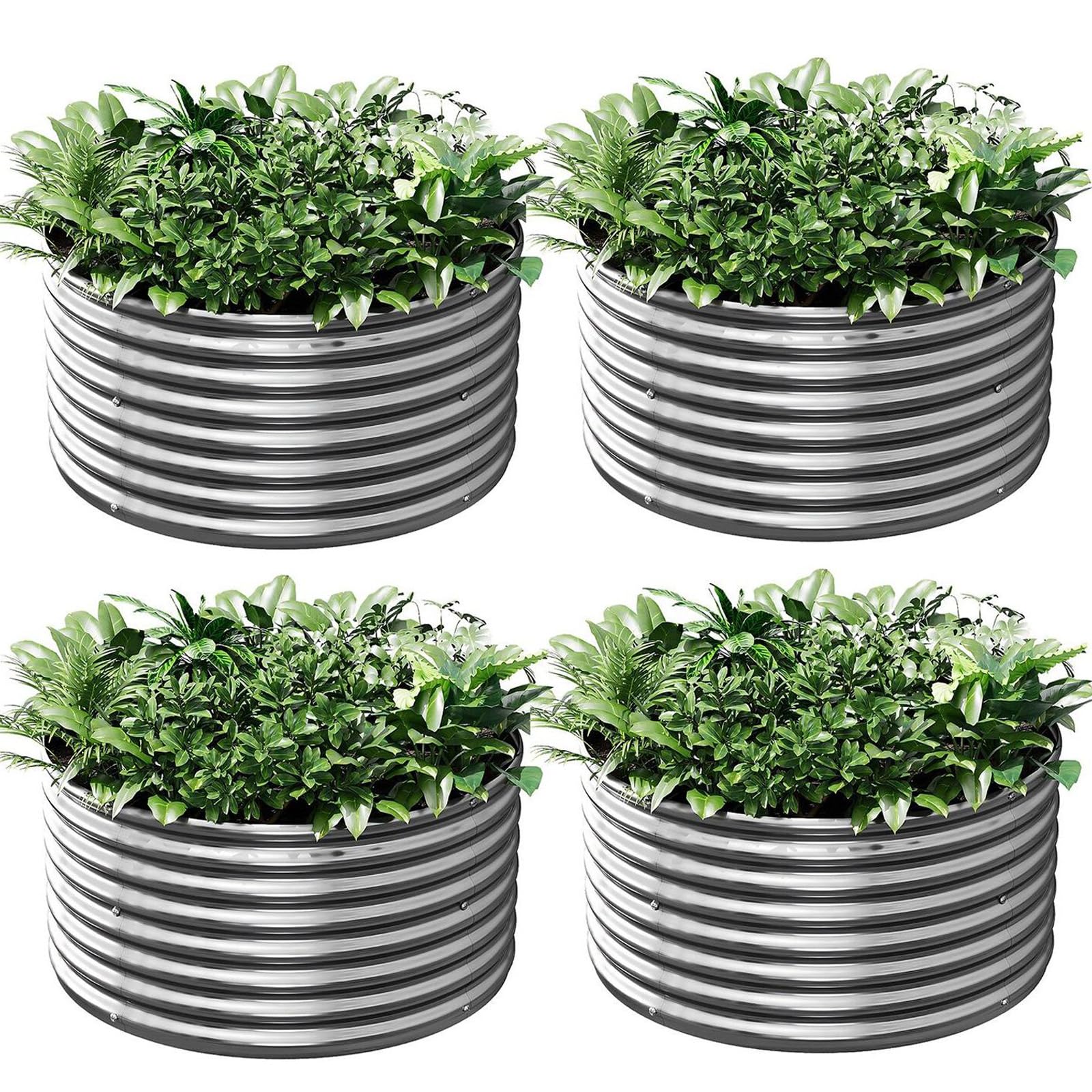 Mostmahes round galvanized raised garden bed for versatile planting.