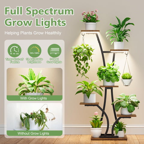 MOSTWOGO seven-shelf tower displaying multiple plants in a room