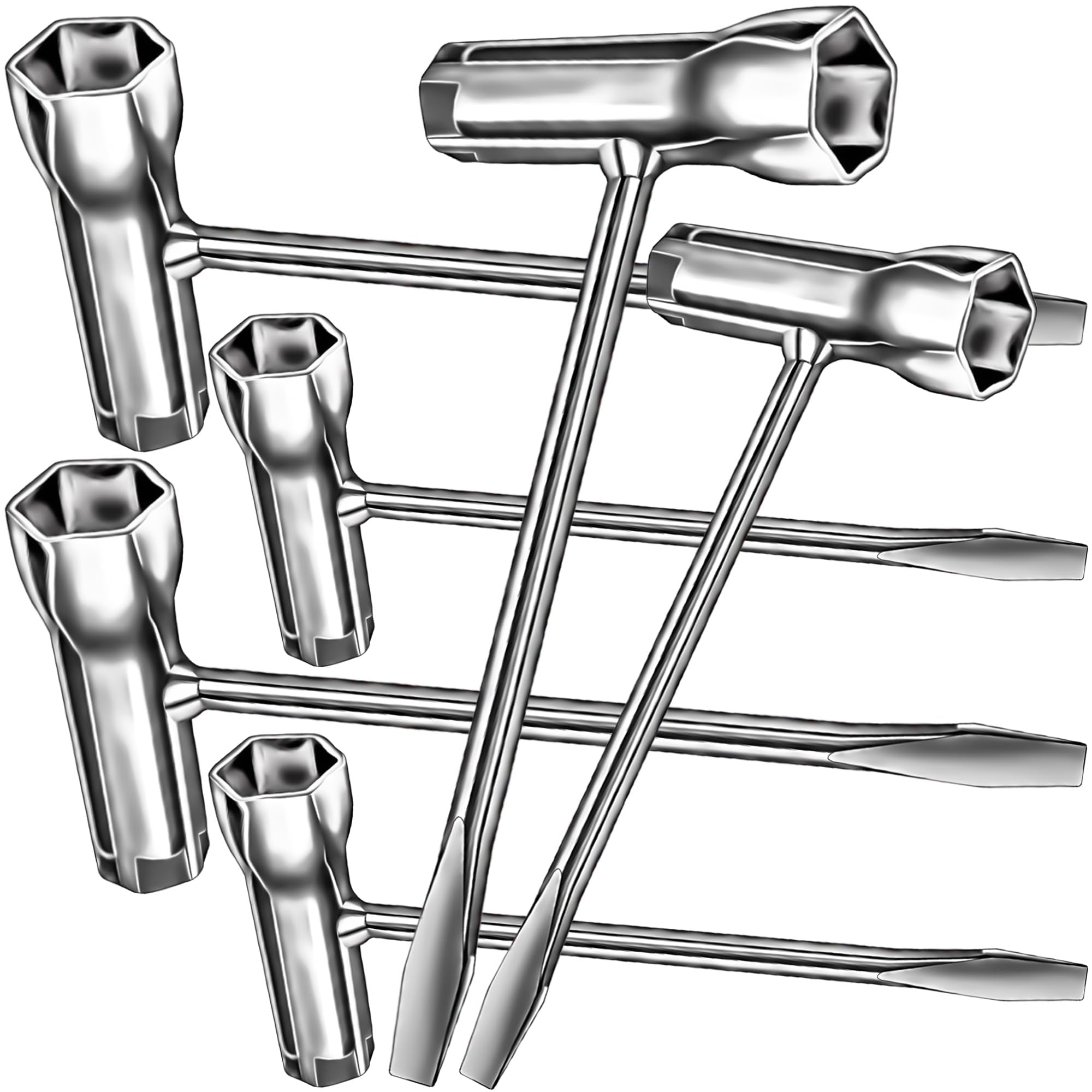 MotBach 4-pack scrench tools with long and short wrenches for versatile chainsaw maintenance.