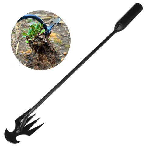 MOTEERLLU 4-claw weeder head close-up shows deep-root grip for easy weed removal.