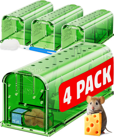 Motel Mouse four-pack packaging front shows ready-to-use humane traps
