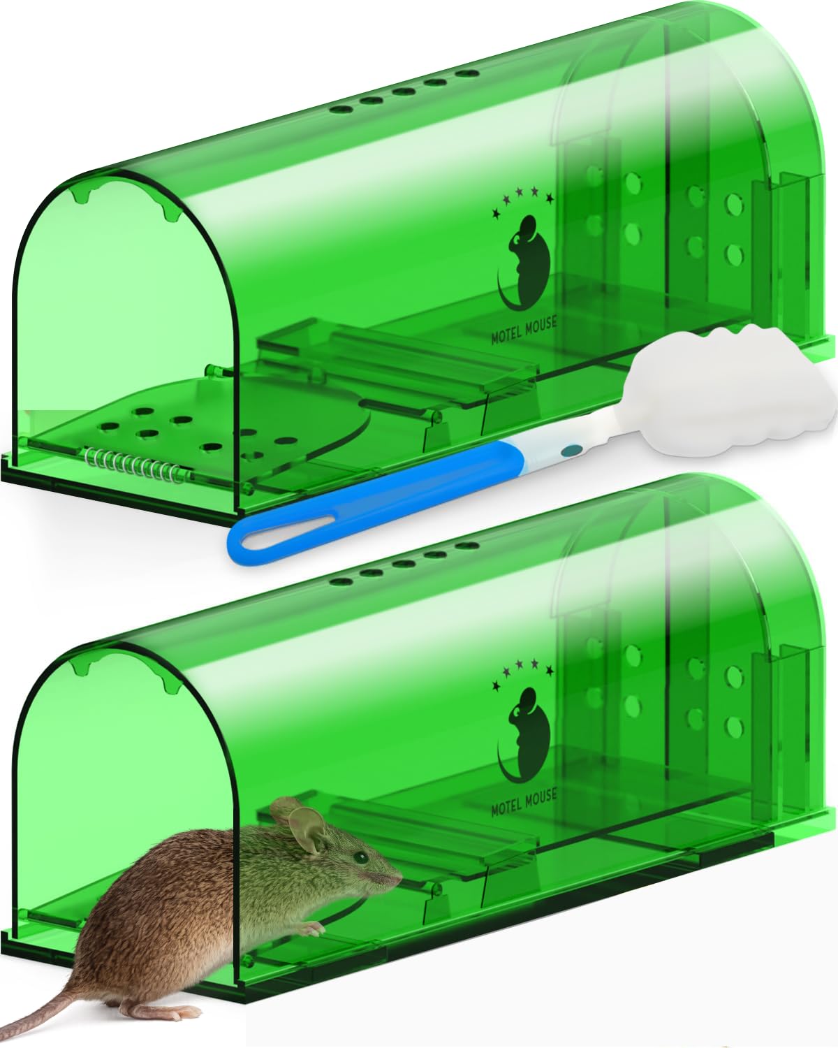 Motel Mouse humane live-catch two-pack for stress-free trapping.