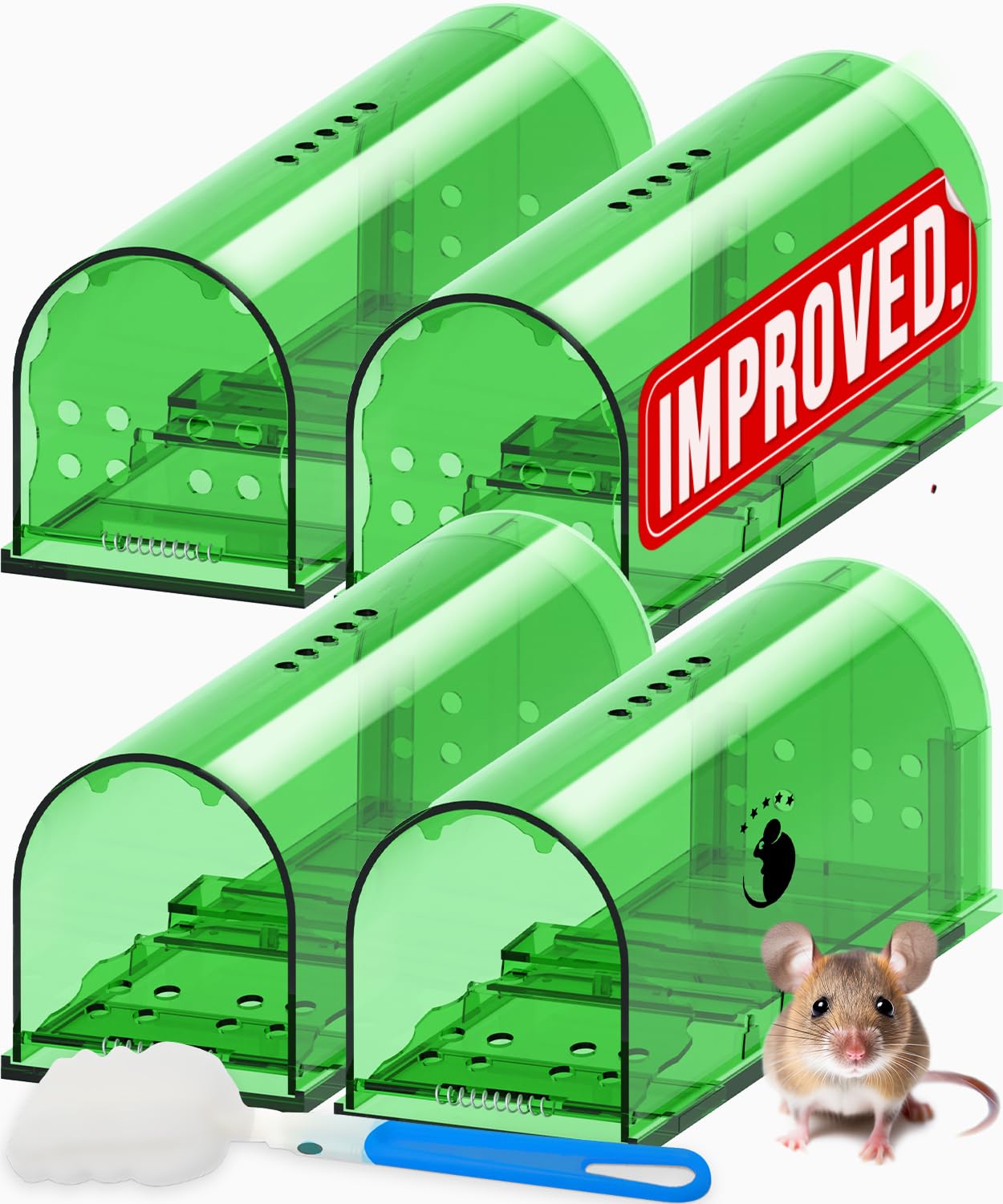 Motel Mouse humane trap four-pack front view for stress-free capture