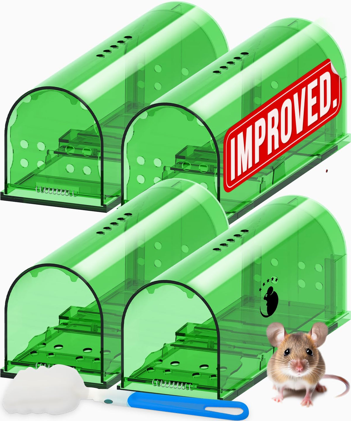Motel Mouse humane trap four-pack front view for stress-free capture