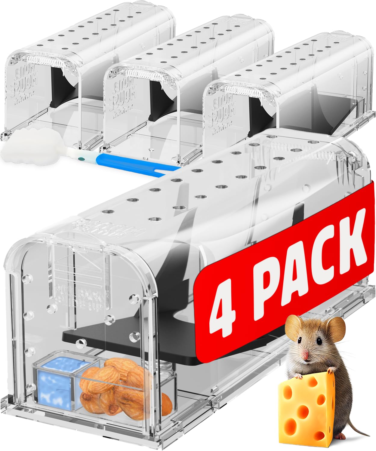 Motel Mouse humane trap kit with four reusable traps for safe catch and release.