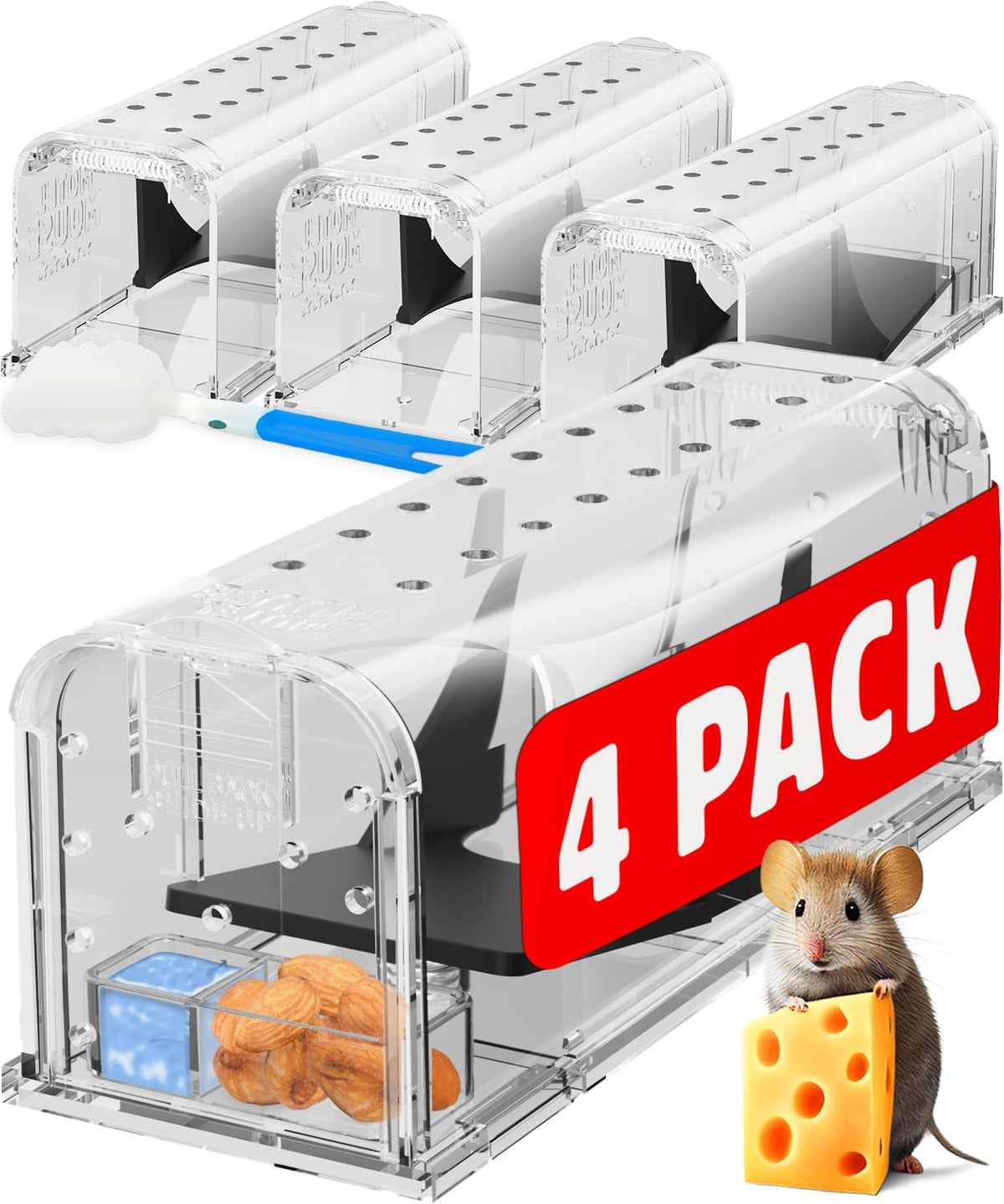Motel Mouse humane trap kit with four reusable traps for safe catch and release.