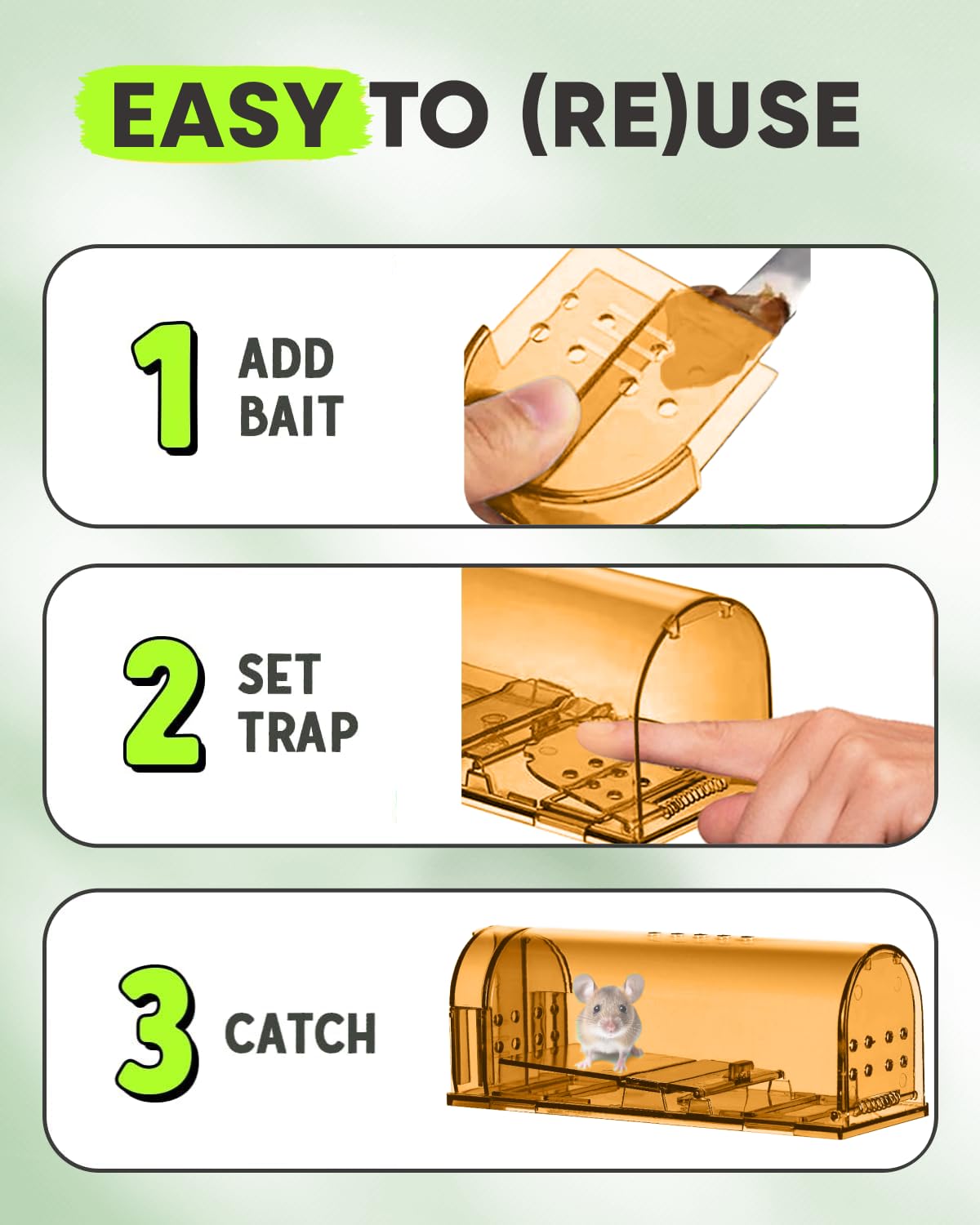 Motel Mouse trap with cleaning brush included for quick maintenance.