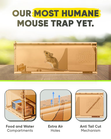Motel Mouse trap close-up release mechanism demonstrating no-touch release feature.
