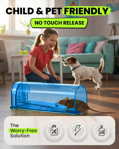 Motel Mouse live-trap setup showing quick one-minute installation for homes.