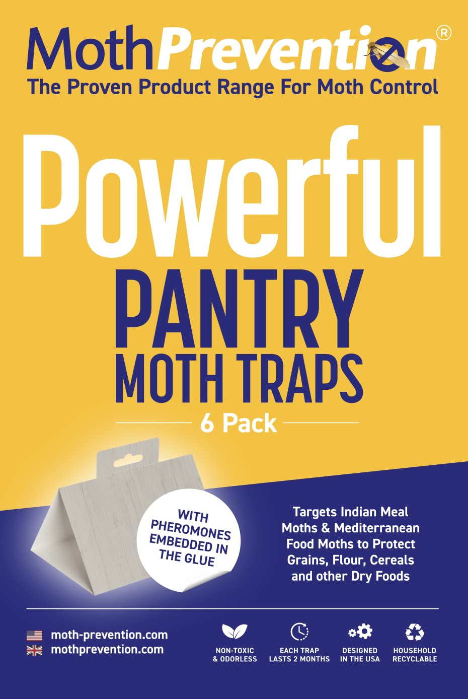 MothPrevention pantry moth traps pack-6 set protects stored foods in busy kitchens.