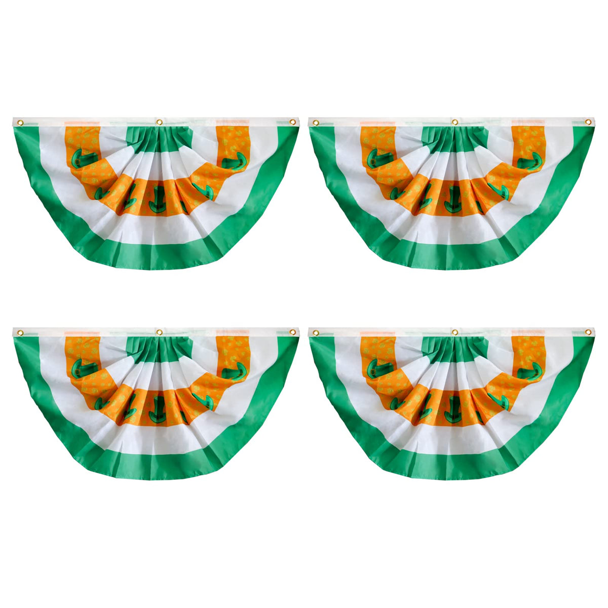 Motiloo Irish pleated fan flag pack front view for outdoor decor