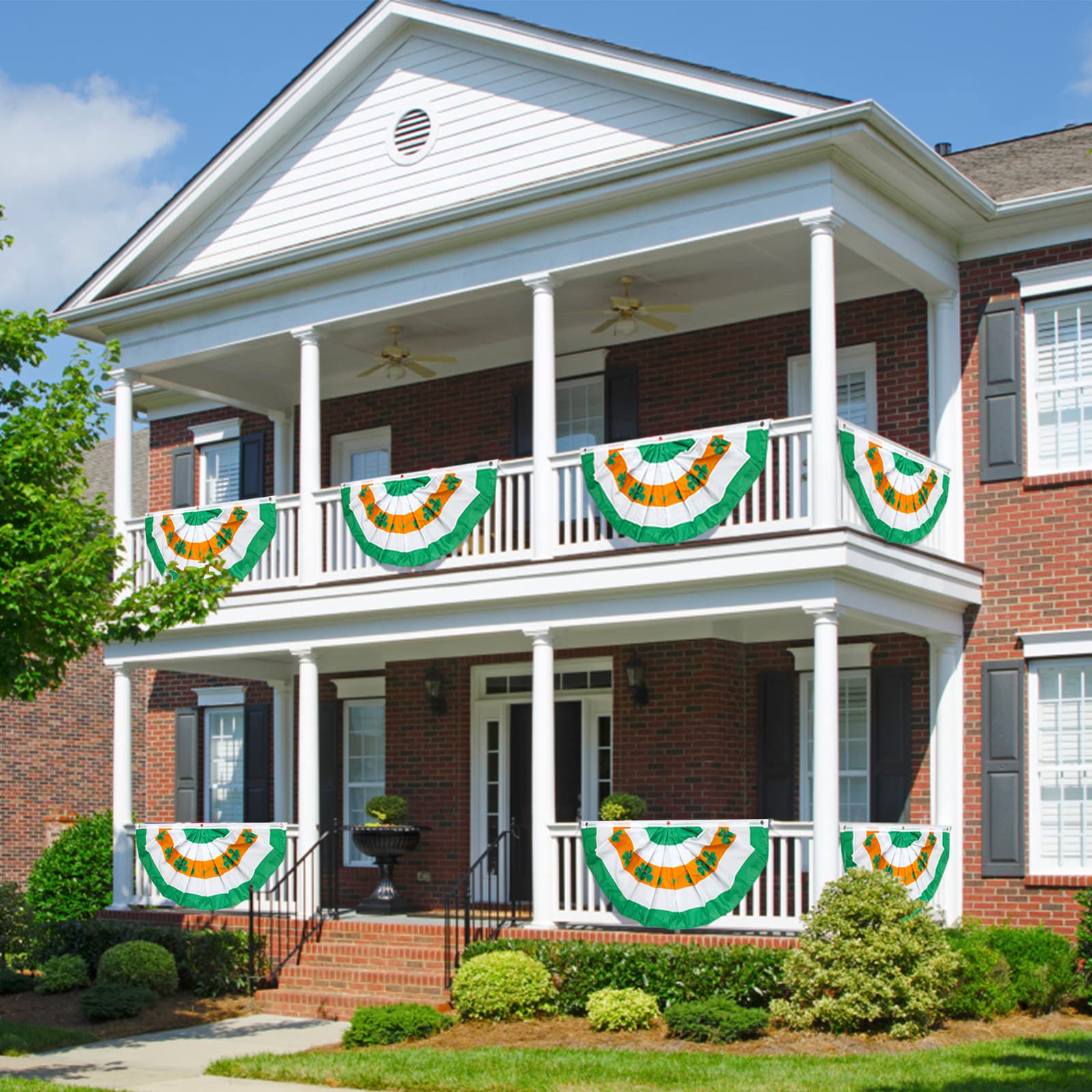 Motiloo shamrock banner close-up with vibrant greens for festive decor