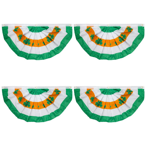 Motiloo St Patrick's Day pleated fan flag on porch for festive curb appeal.