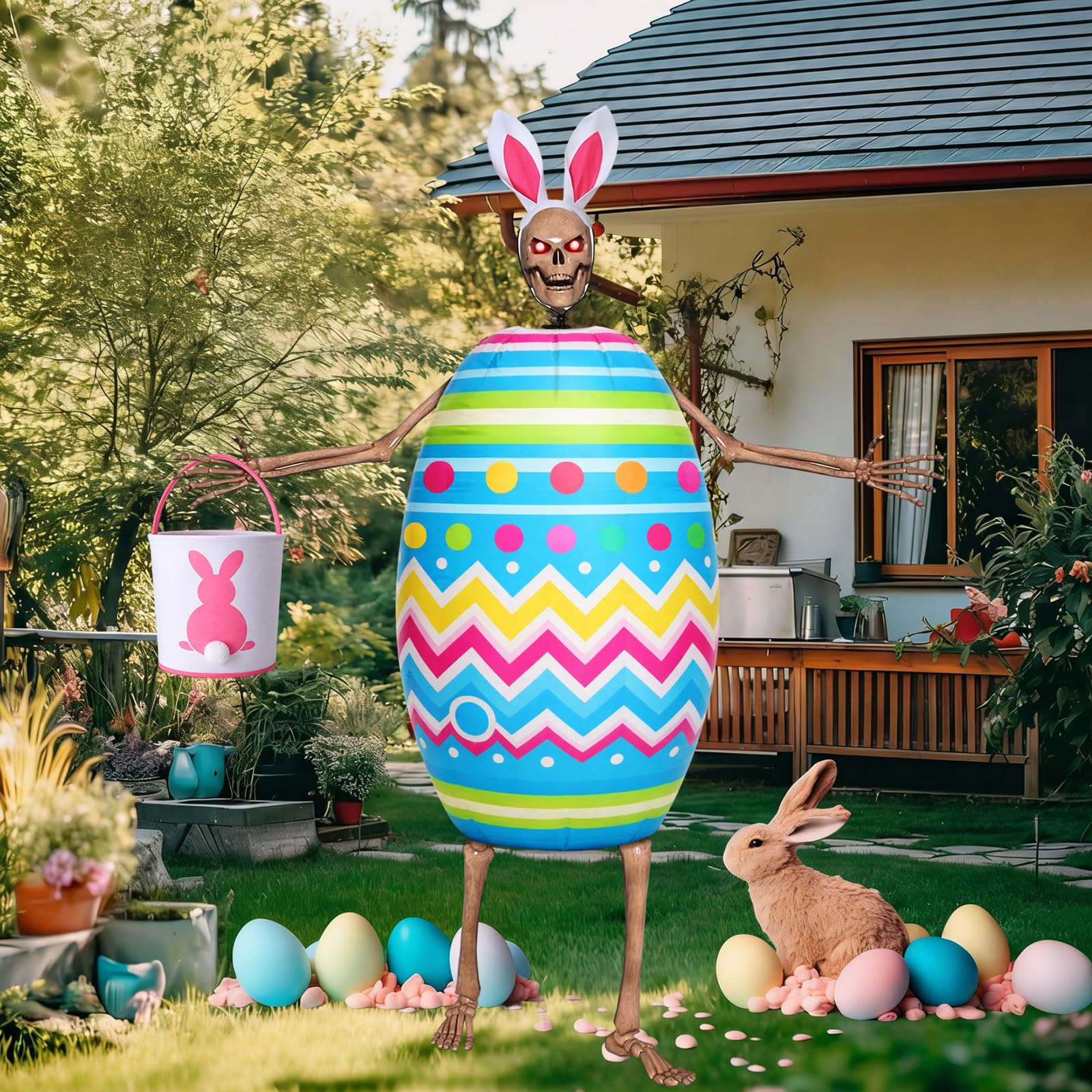 Motionchic 12ft skeleton basket decor enhances lawn seasonal displays