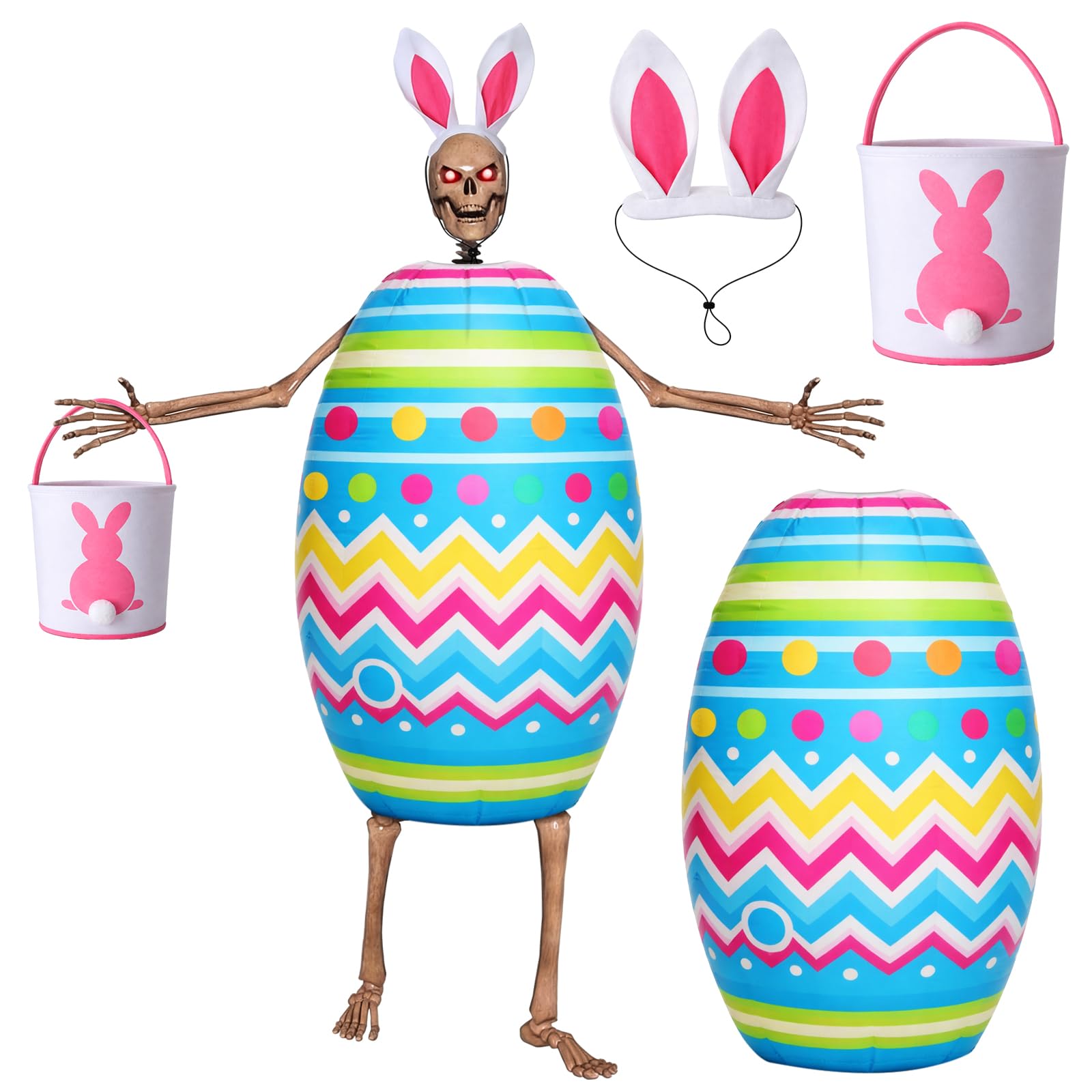 Motionchic 12ft skeleton egg clothes for festive Easter yard display