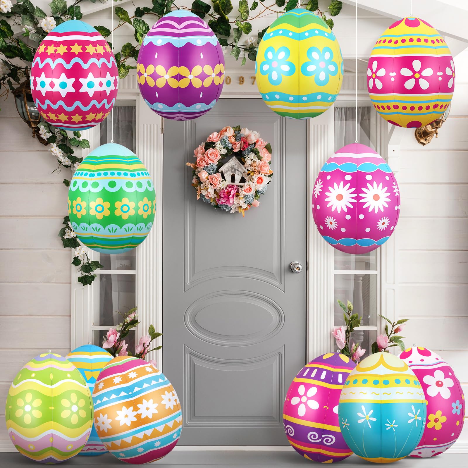 Motionchic 12pc inflatable Easter eggs set ready to brighten any space
