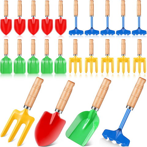 Motionchic kids garden tools collection with wooden handles for easy grip during outdoor play.