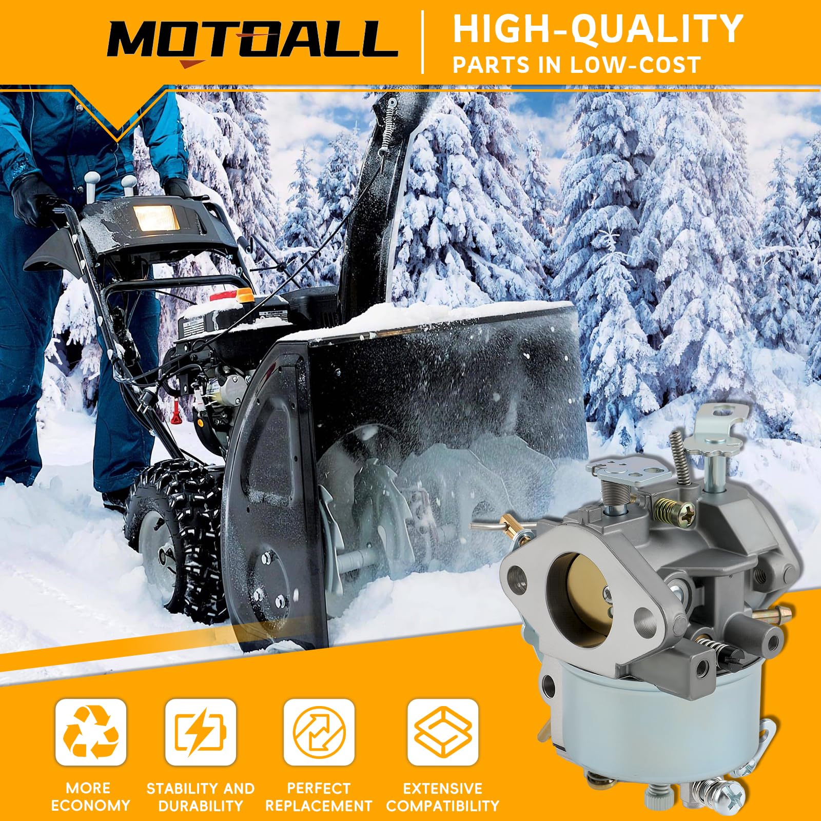 MOTOALL 632334A carburetor side view shows compact design for easy installation.