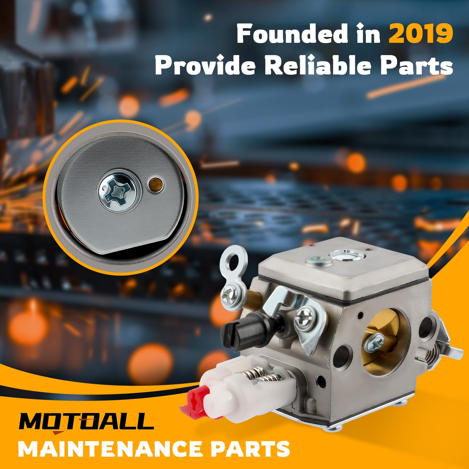 MOTOALL packaging includes carburetor, gasket, spark plug and more
