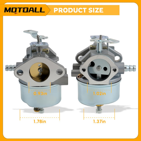 MOTOALL carburetor adjustment screws enable tuning for varying snow conditions.