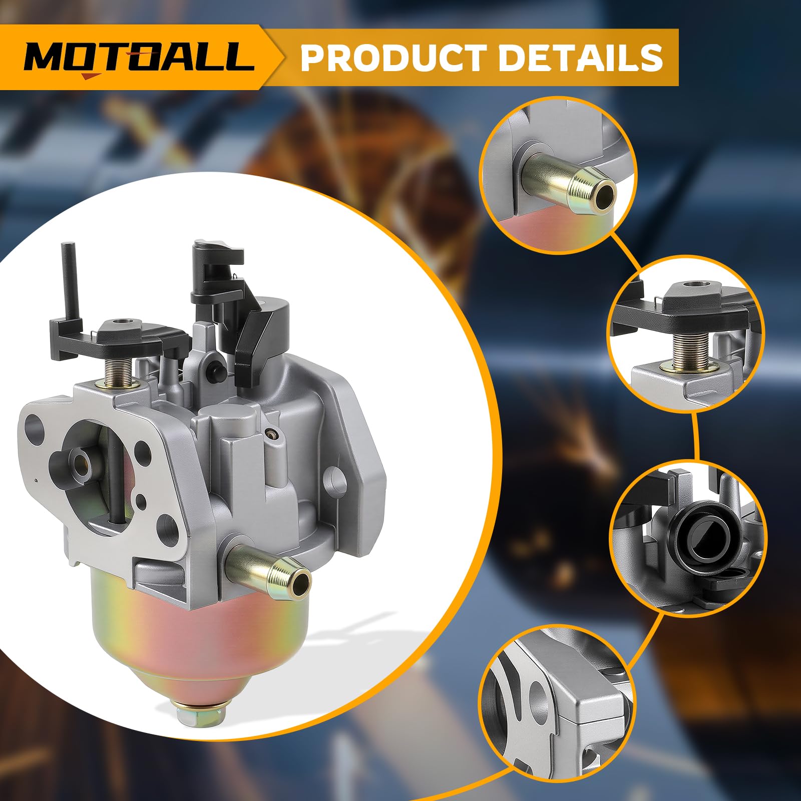 MOTOALL carburetor package showing spark plug for quick setup