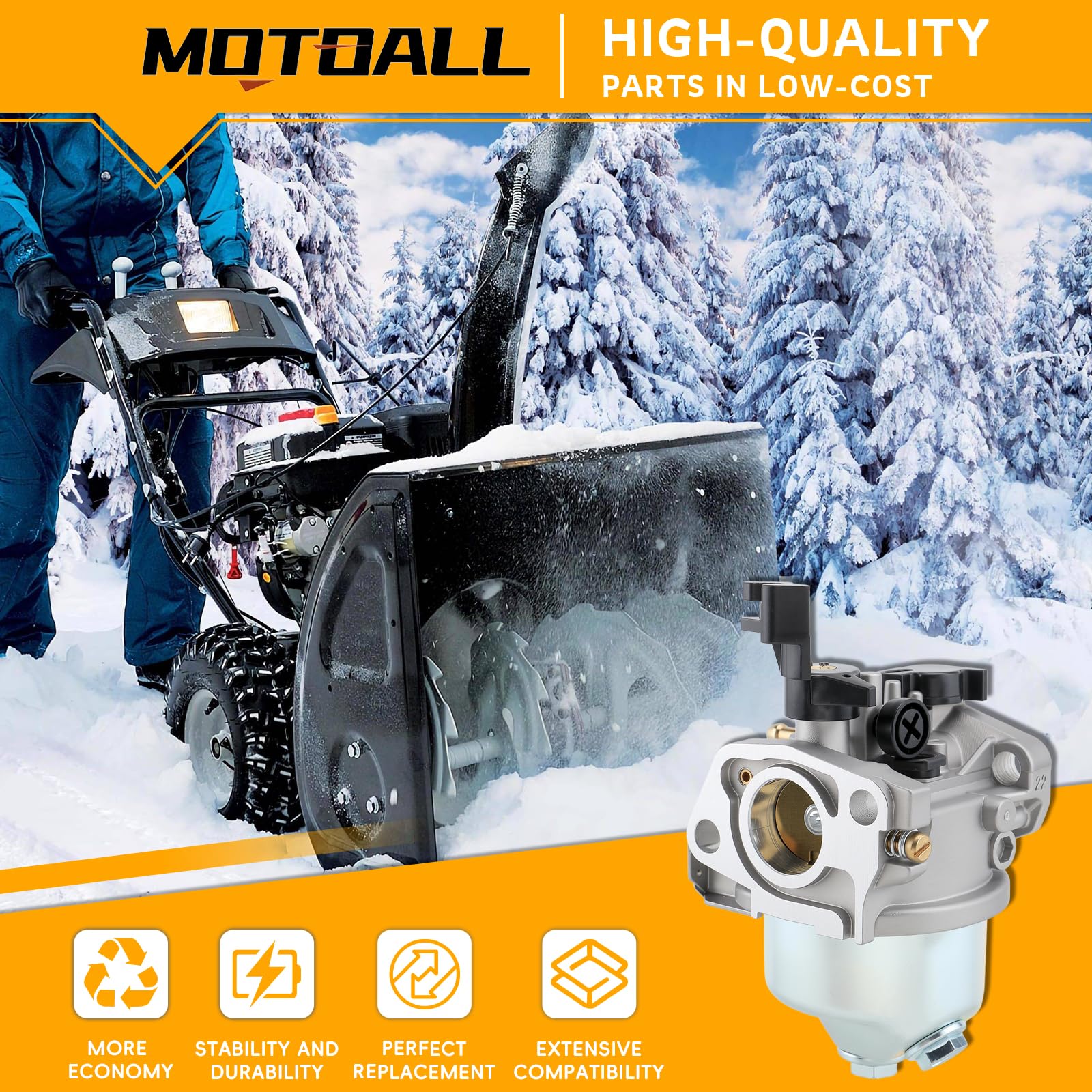 MOTOALL carburetor for Toro 38741-38744 models ensures smoother idle and starting.