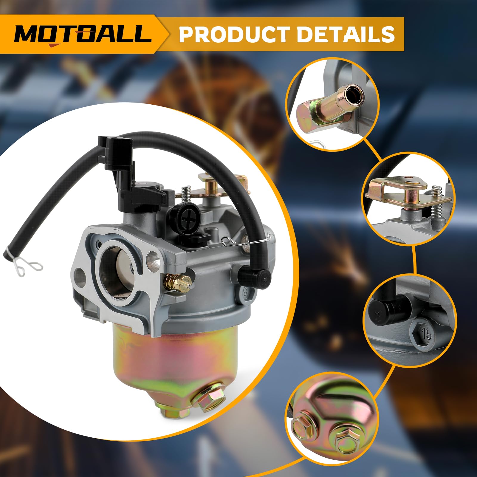 MOTOALL carburetor packaging visual shows complete kit contents.