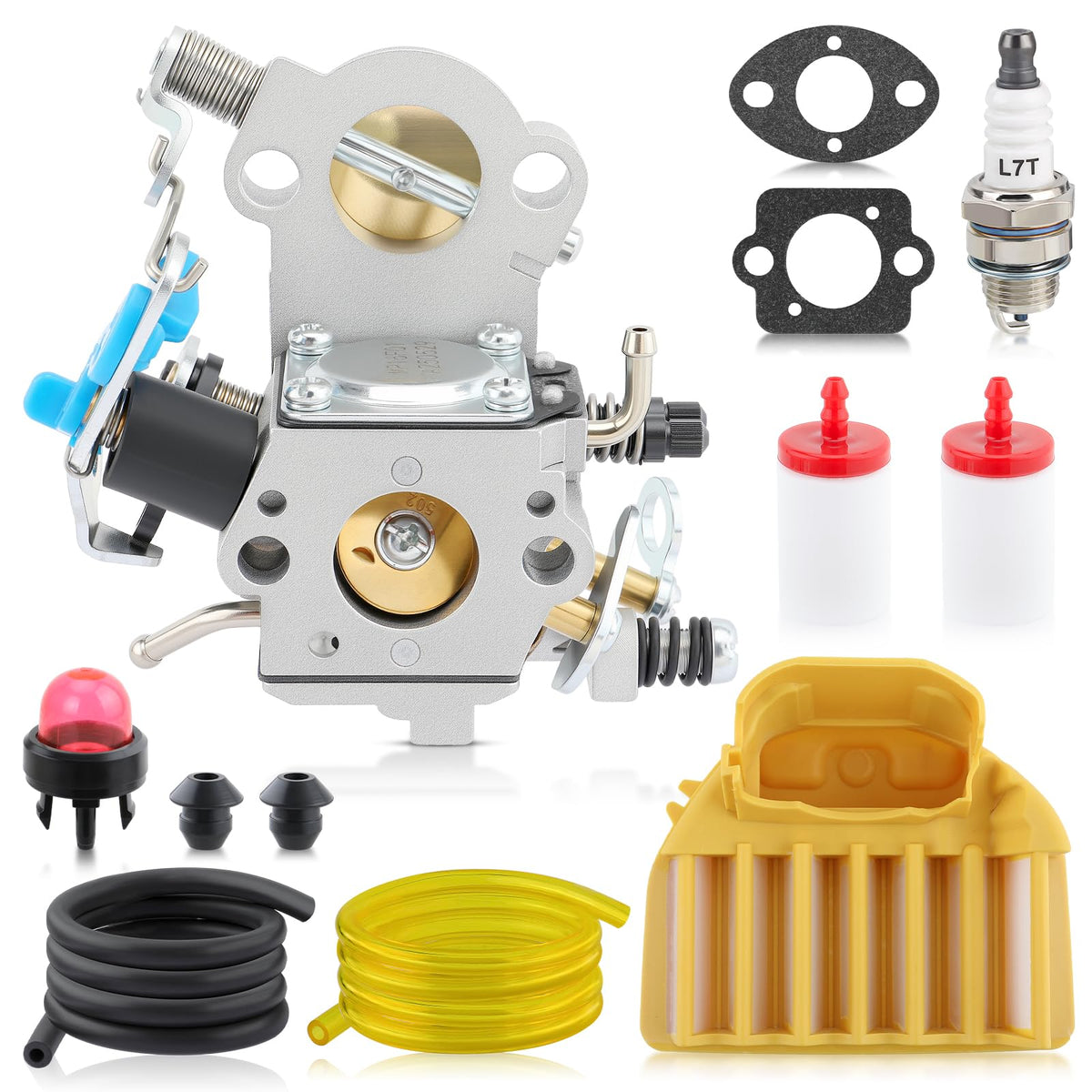 MOTOALL WTA-29 carburetor front view for Husqvarna compatibility and easy maintenance.