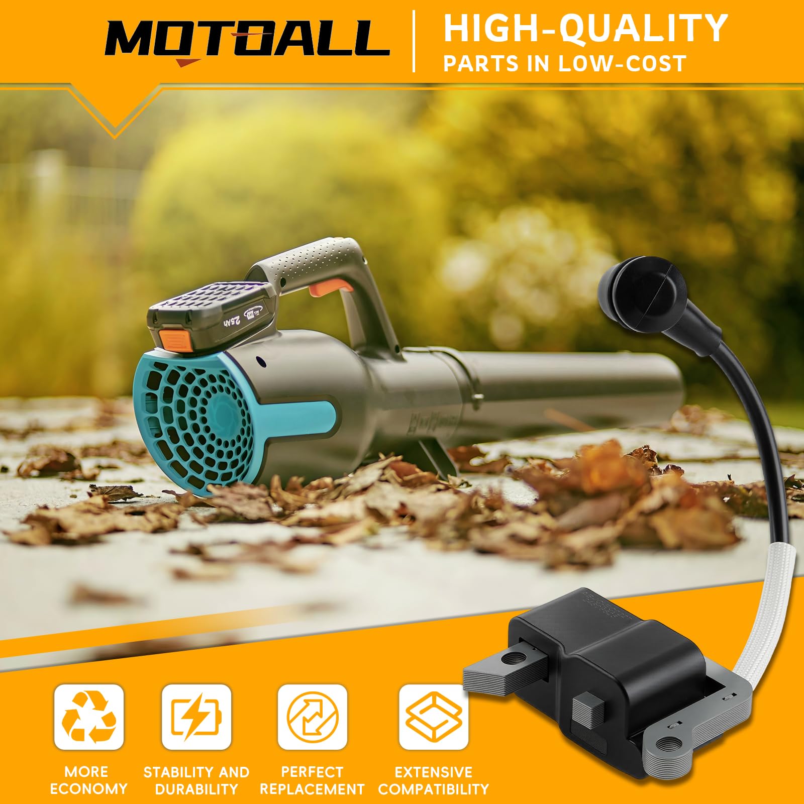 MOTOALL ignition coil for Echo PB-770H ensures consistent sparks for dependable starts.
