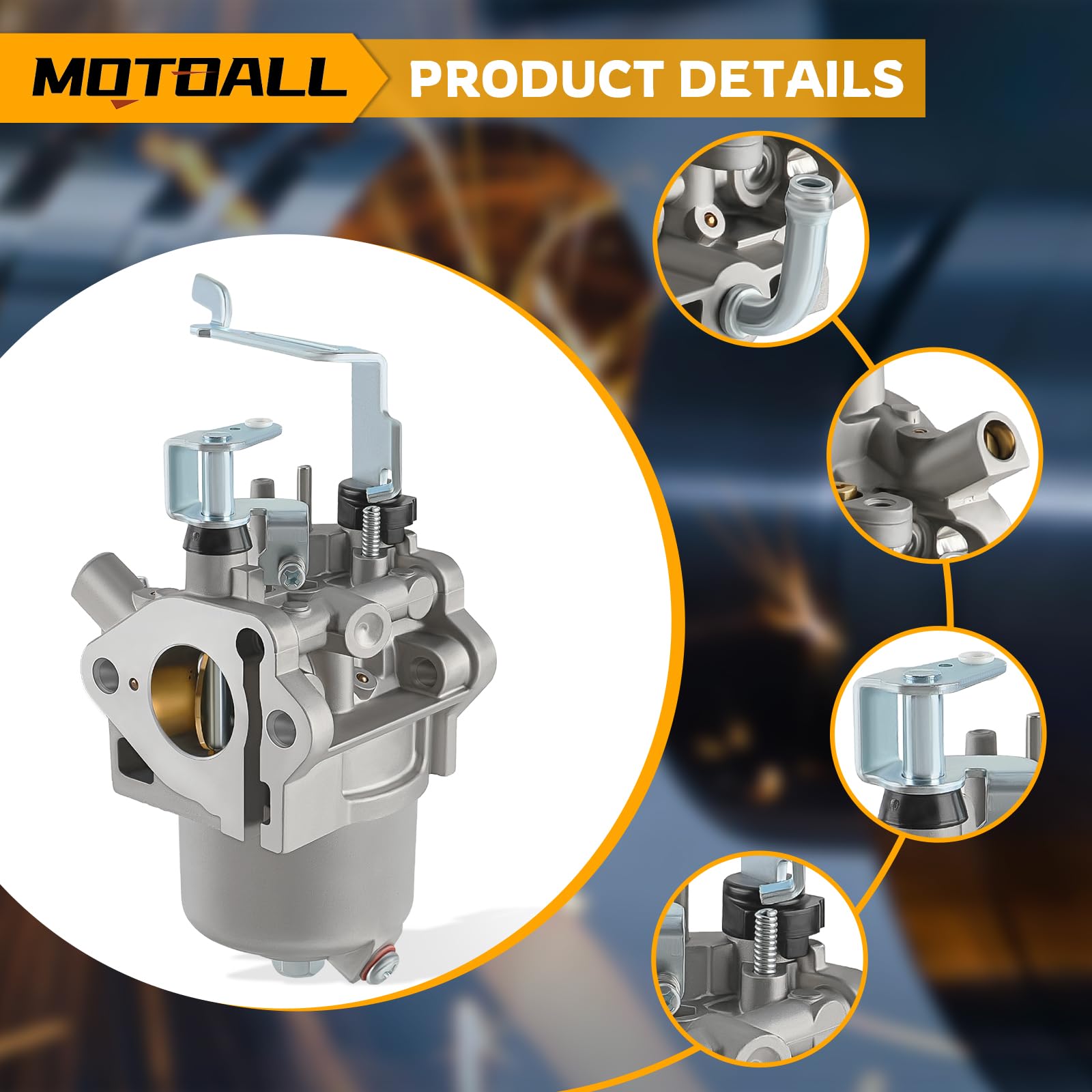MotoAll EX30 carburetor with fuel hose and filter demonstrates complete replacement kit
