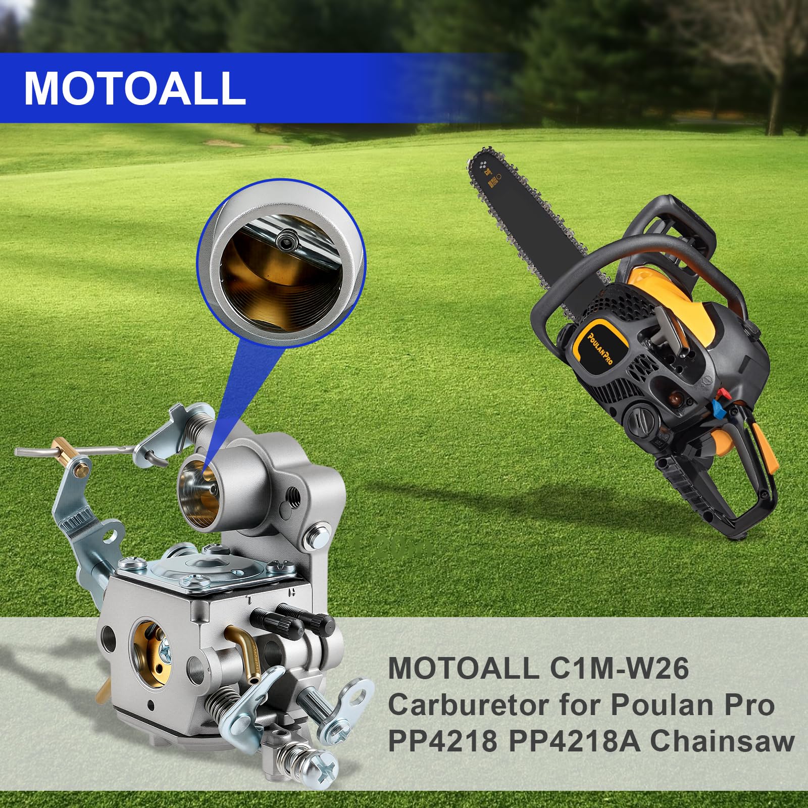 MOTOALL PP4218A fitment for Poulan Pro in installation view.