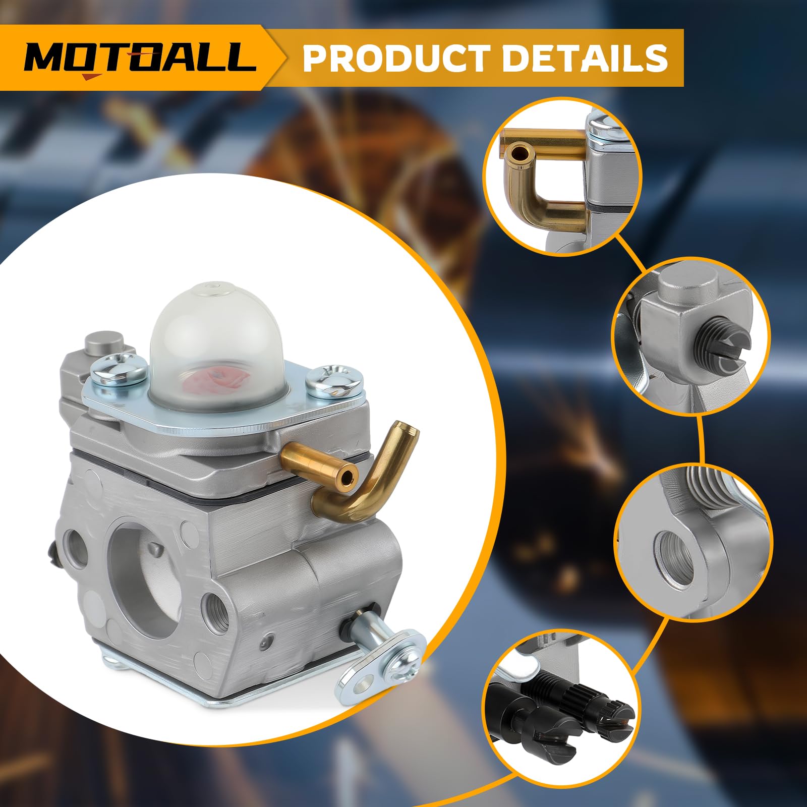 MOTOALL replacement carburetor parts highlighting durable construction and fit.