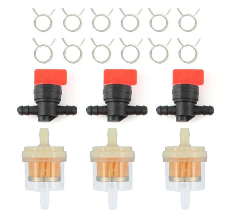 Motoku in-line fuel filter kit with shut-off valves for Briggs Stratton engines improves reliability.