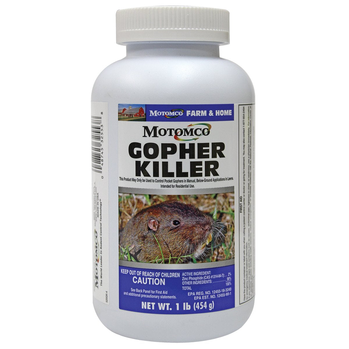Motomco 32553 Gopher Killer bait pack ready for outdoor placement and tunnel baiting