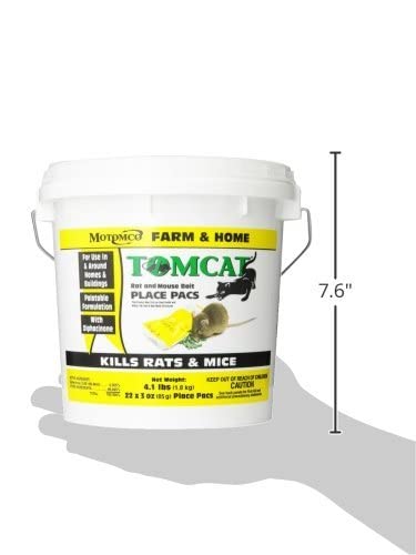Motomco Tomcat pack-pail label clearly identifying bait for safe handling and use.